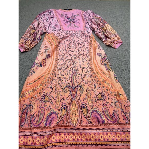 Farm Rio Anthropologie Maxi Dress Women Pink Floral Preppy Boho Retro Sz L NWT - Picture 10 of 14